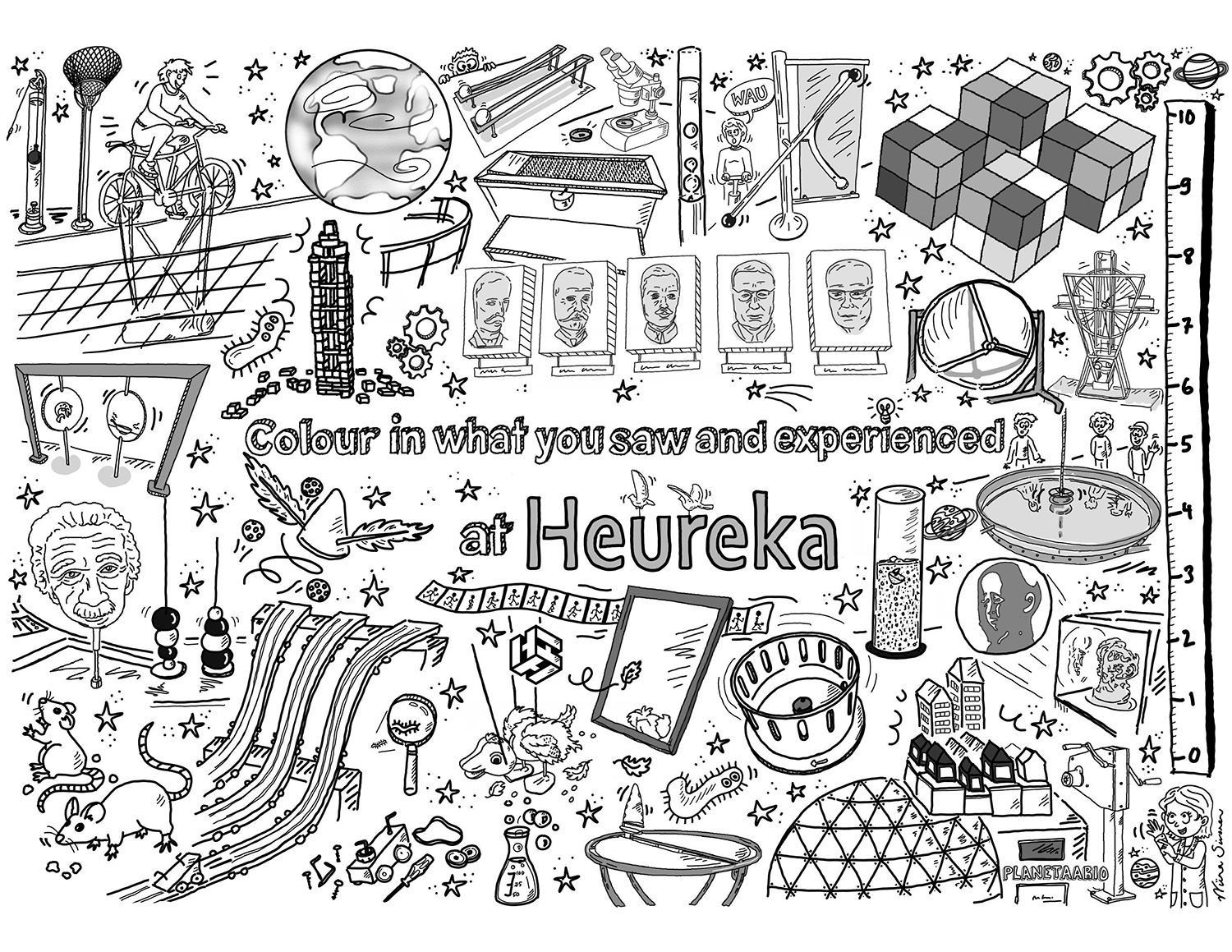 Colour in what you saw and experienced at Heureka.