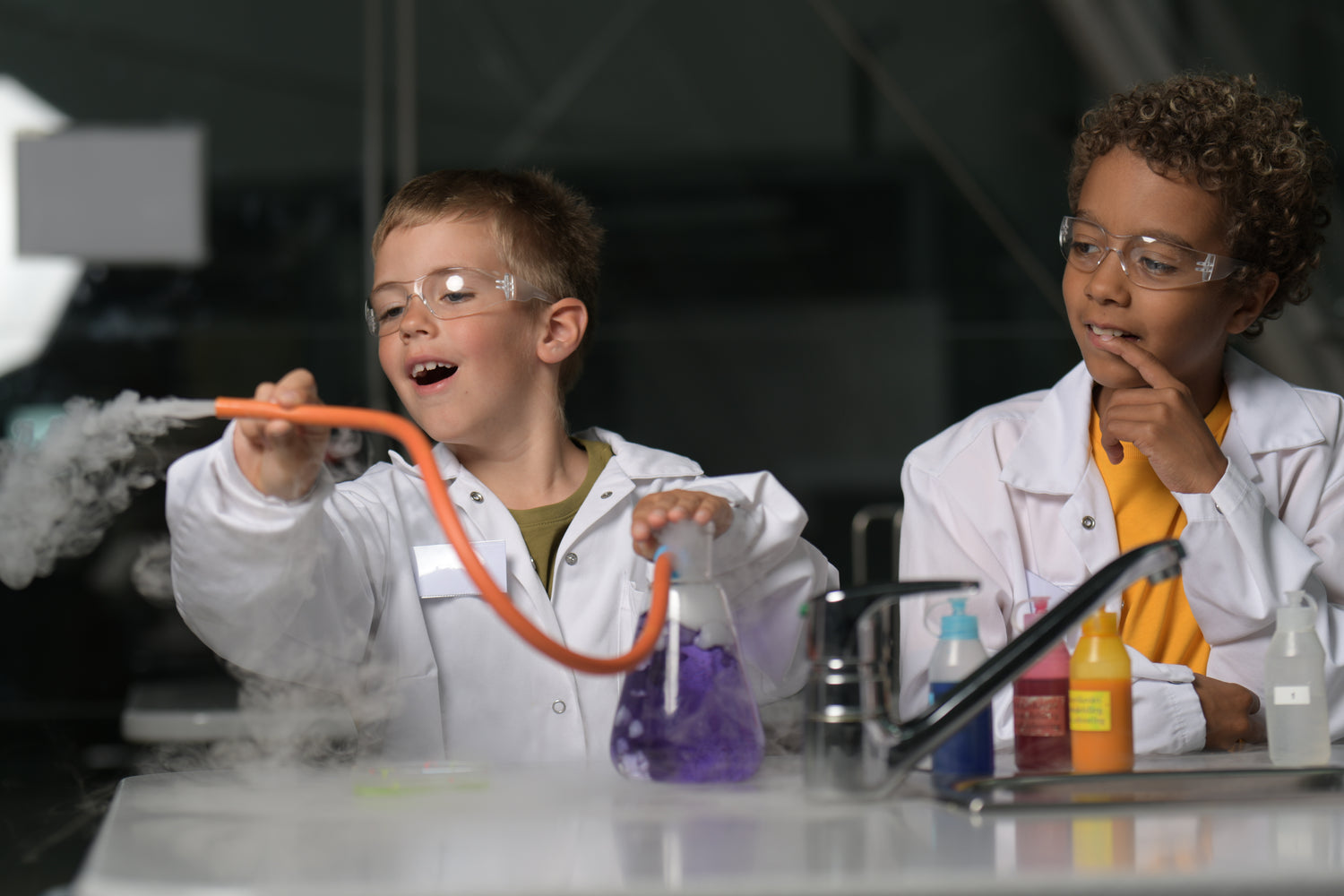 Two boys in the laboratory.